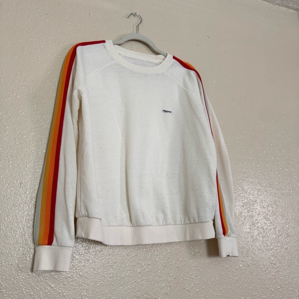 Rip Curl Surf Revival Rainbow Stripe Crewneck Sweatshirt White Small - Picture 7 of 8